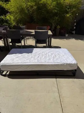 Twin bed frame and mattress
