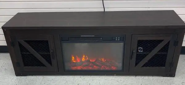 Very Nice 62 TV Wood TV Stand with Fireplace with Remotes