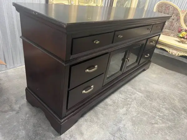 Dark Wood Media Console Sideboard