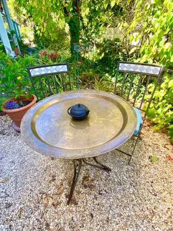 Vintage Engraved Brass Tray / Tabletop