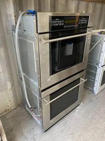 SS GE Monogram Double Electric Wall Oven Model #ZET958SM1SS Used