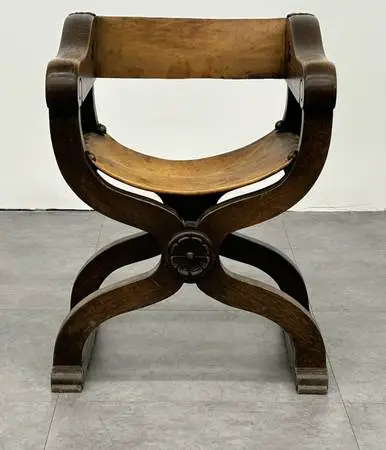 Antique Renaissance Revival Savonarola or Dante Lounge Chair