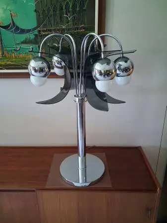 Robert Sommeman Style Vintage Space Age Chrome 5 Light Waterfall Lamp.