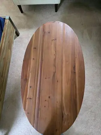 Oval wood coffee table