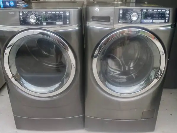 GE Charcoal Front Load Washer & Dryer Set