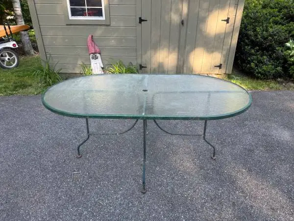 Patio Table Tempered Glass with Center Hole for Umbrella