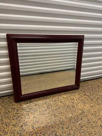 Vintage dark cherry beveled mirror