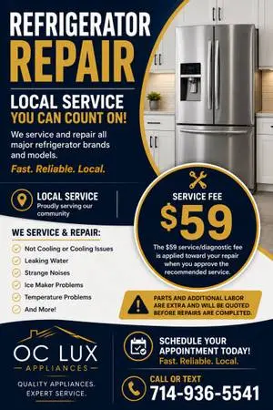 REFRIGERATOR REPAIR — LOCAL SERVICE ❄️ Is your refrigerator not cooling?