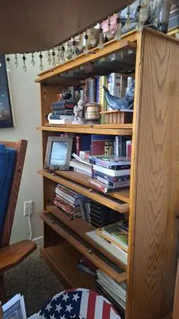 Vertical-sliding glass door bookcase antique hutch