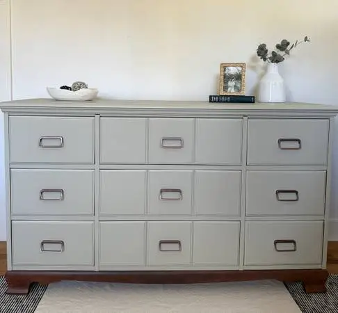 Solid Wood 9-drawer Dresser | Sage + Walnut finish- L.A.Period/Starline
