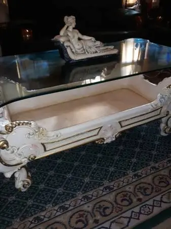 Italian-Type Rare Wood/Glass Coffee Table