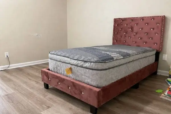 Factory direct twin pink suede platform bed 169!!!!