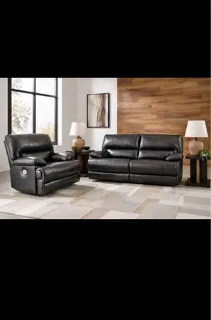 $1800 Ashley Mountainous Power Sofa + Matching Recliner - New - U6580147 & U6580