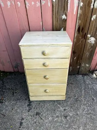 NIGHTSTAND SOLID WOOD 4 DRAWER 27 IN HIGH