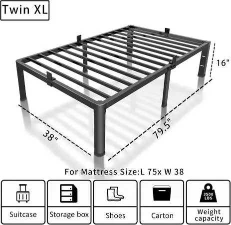 Twin XL Metal Bed Frame - Premium Quality - New - No Box Spring Needed