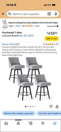 Counter Height Swivel Set of 4