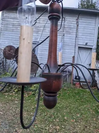 Colonial Chandelier turned wood tin