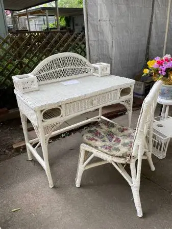 Wicker Desk and Chair