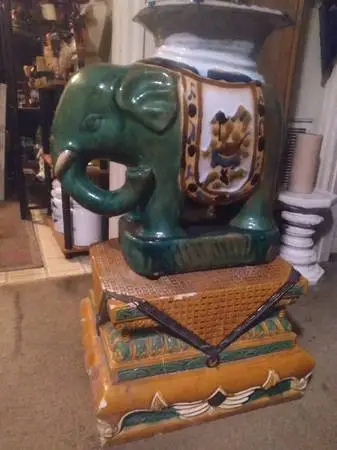 Huge 2-Piece Asian Elephant Statute With Stand