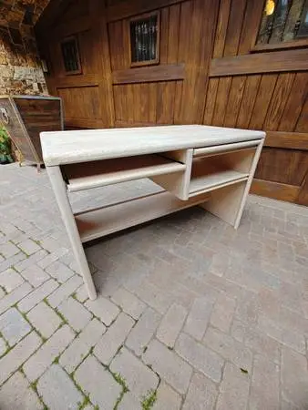Oak Desk White Wash Modern Style Clean 4 Foot Length