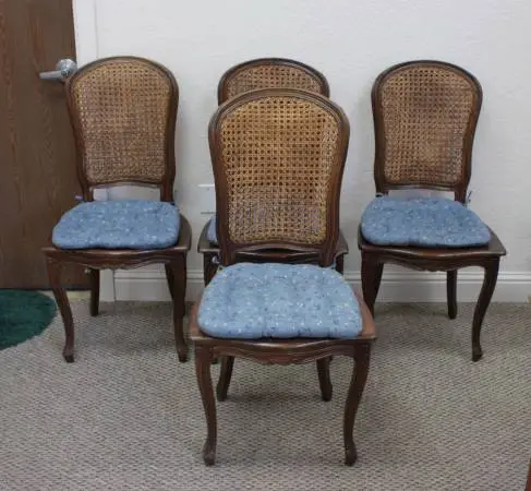 Set of 4 Wicker Back Chairs