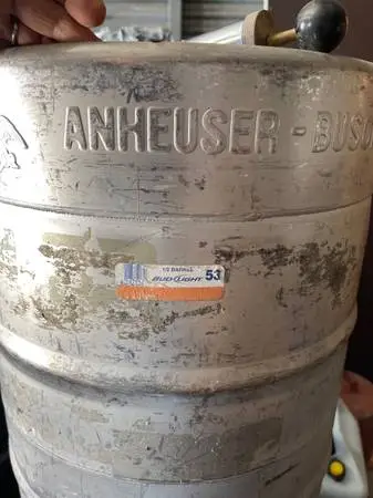 Empty 1/2 Keg Bud Lite, 2-spouts, 1-rubbermade trash can for ice