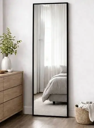 🪞🤩 Black Thin Framed Leaner Mirror, 24x58