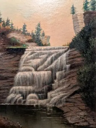 Antique Oil Painting of Ithaca Falls Daniel Folger Bigelow 1823-1910