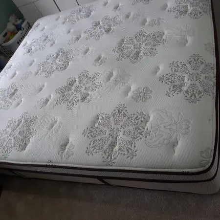 Laura Ashley king coil size mattress, box spring , metal bed frame