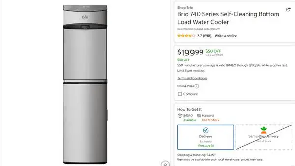 New Brio 740 Series Self-Cleaning Bottom Load Water Cooler