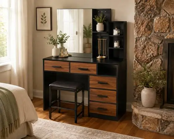 Nice Vanity for Sale - Black/Wood Grain