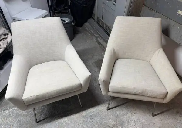 WEST ELM LUCAS WIRE BASE LOUNGE CHAIR LIGHT GRAY