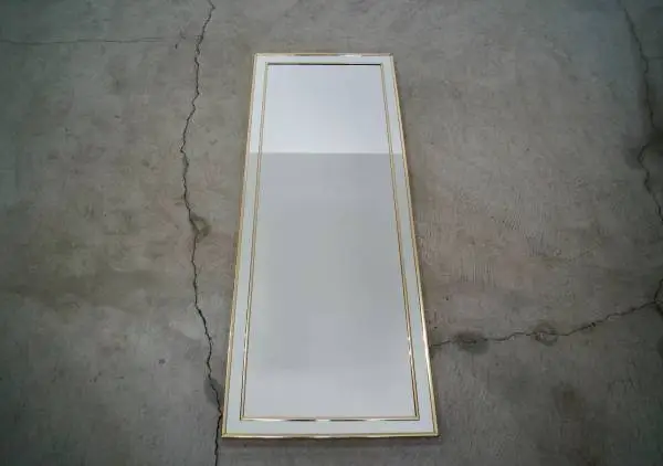 Vintage 1970s Hollywood Regency Slim Narrow Brass Wall Mirror
