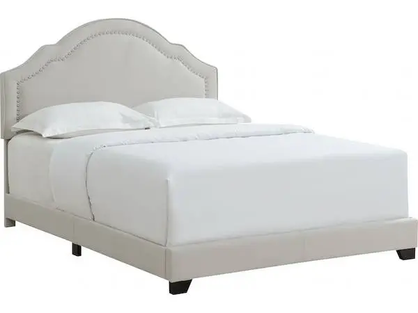 ACH Bedroom Shaped Back Upholstered Queen Bed in Warm Gray