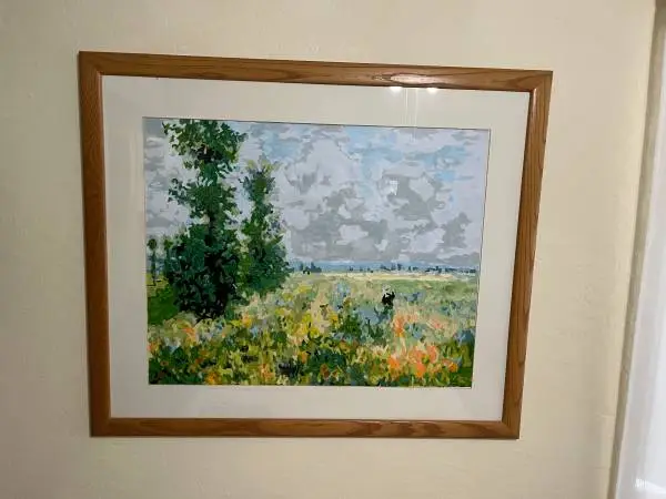 POPPY FIELDS real acrylic painting in matted frame