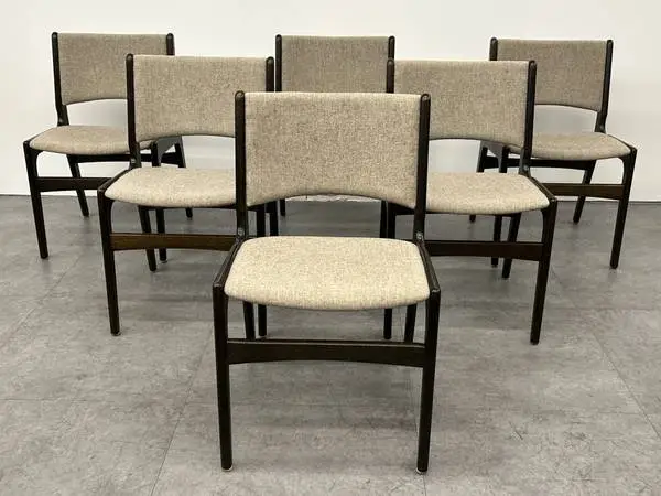 Mid Century Dining Chair Set 6 Erik Buch Danish Side Chairs