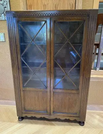 Bookcase early 20th C. British Jacobean Revival Arts & Crafts