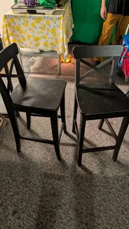 Pair of New IKEA ROSENTORP Black Counter-Height Bar Stools