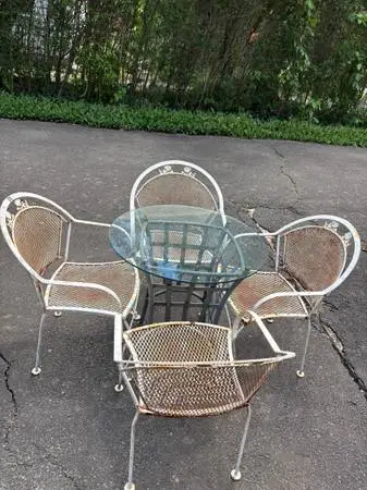 Small glass top table & (4) chairs