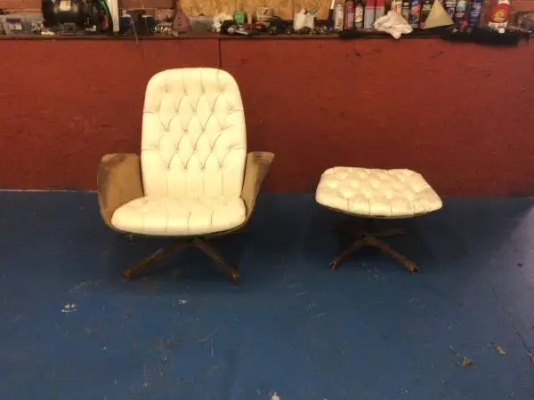 Mid century modern chair and ottaman