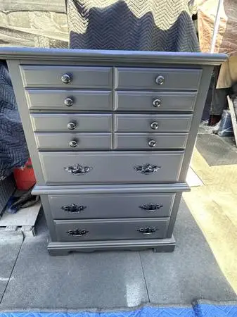 NICE HIGH CAPACITY, WOODEN TALL BOY DRESSER CAN DELIVER LOCAL IF NEEDED