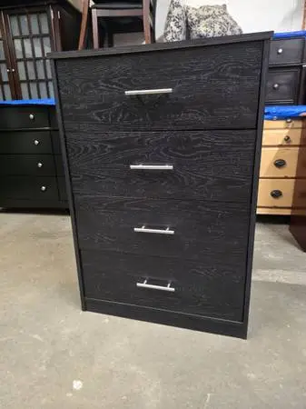 Modern Black Rustic Style 4 Drawer Chest