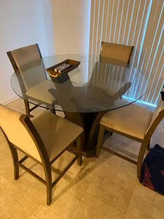 Glass table set 4 chairs