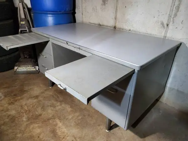 Antique metal shop desk