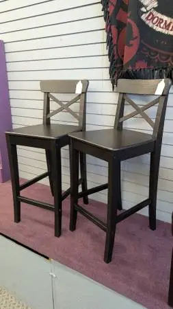 Pair of New IKEA ROSENTORP Black Counter-Height Bar Stools