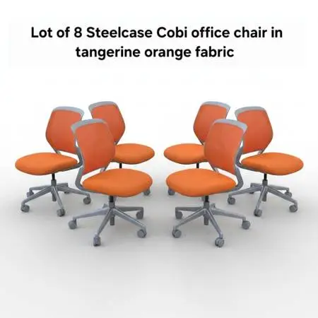 Lot of 8 Steelcase Cobi office chair in tangerine orange fabric with p
