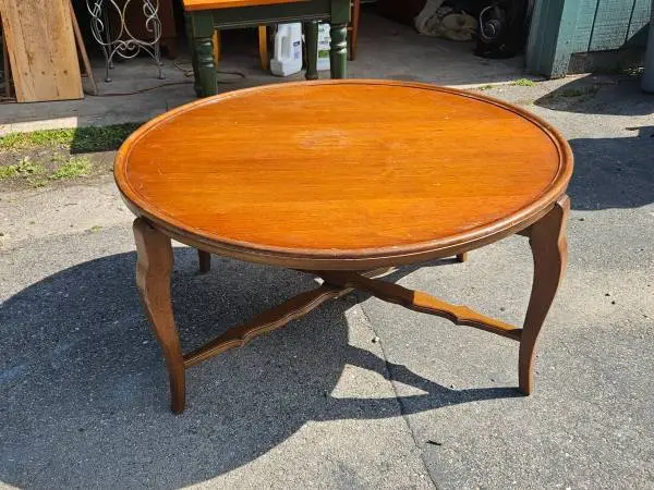 Vintage round wooden coffee table