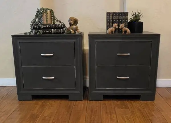 Newly Refinished Dark Charcoal Gray Side Tables or Nightstands