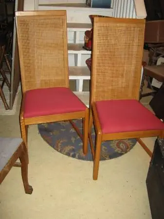 Set of 4 Cain High Back Oak Dining Chairs