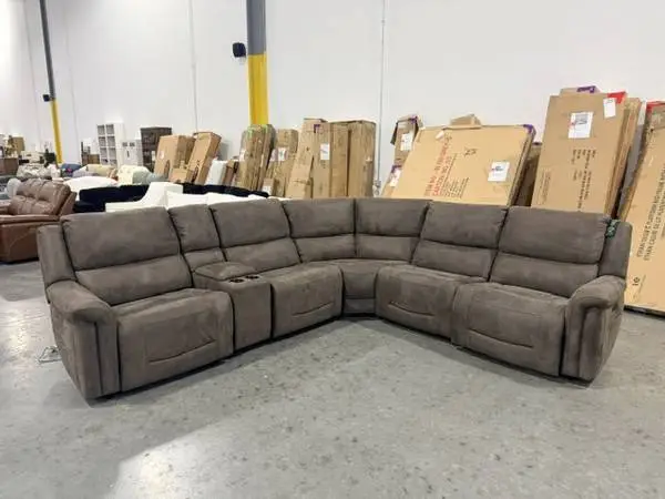 Carlin Fabric Power Reclining Sectional With Power Headrests Brown